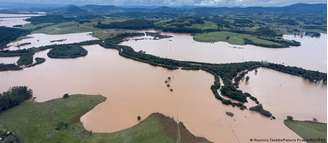 Inundação provocada por passagem de ciclone em Canaá, no Rio Grande do Sul