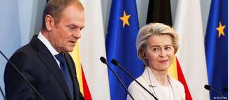 Harmonia UE-Polônia: Donald Tusk e Ursula von der Leyen em Varsóvia, em fevereiro de 2024