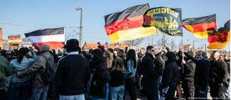 Participantes de marcha que reuniu extremistas de direita em Berlim