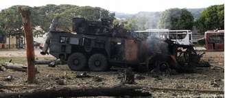 Um dos dois lançadores de mísseis Buk destruídos na base aérea militar de La Carlota, na Venezuela