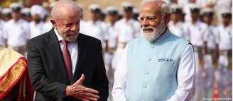 Lula e Modi durante visita do brasileiro à Índia