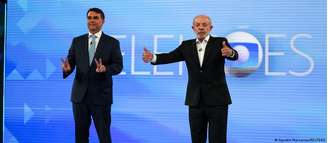 Flávio Bolsonaro e Lula no debate da TV Globo