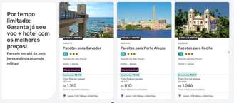 Pacotes com voo + hotel para Salvador, Porto Alegre e Recife rendem Milhas LATAM Pass para quem está cadastrado e logado no programa.