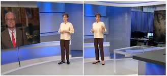 Antes e depois: Renata Lo Prete foi rápida em trocar o calçado durante o telejornal ao vivo