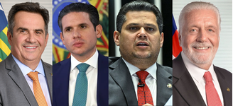 Da esquerda para a direita: Ciro Nogueira (PP-PI), Hugo Motta (Republicanos-AP), Davi Alcolumbre (União-AP) e Jaques Wagner (PT-BA)