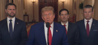 Trump durante discurso após ataques ao Irã