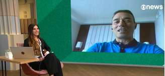 Andréia Sadi e André Rizek na divertida interação no 'Estúdio i'