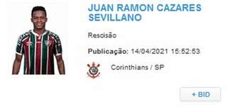 Cazares já aparece no BID com a camisa do Fluminense (Foto: Reprodução)