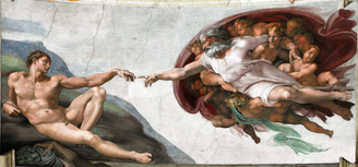 A Criação de Adão, de Michelangelo. Religião seria uma 'religação' com Deus?