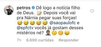 Mensagem de Petros para Hernanes.