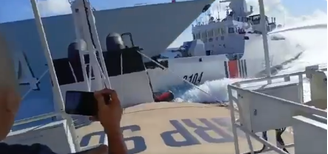 Momento em que os navios colidem