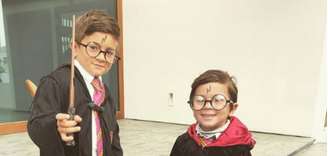 Filhos do craque Leonel Messi fantasiados de Harry Potter.