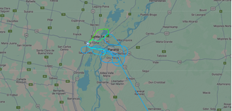 Mapa com trajeto do avião mostra voltas necessárias até obter respostas da torre