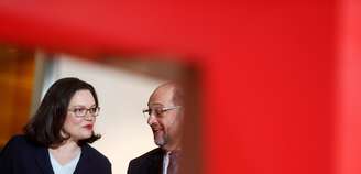 Líder do Partido Social Democrátido da Alemanha, Martin Schulz (direita), e indicada Andrea Nahles