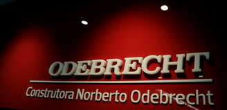 Logo da Odebrecht no prédio da companhia em São Paulo