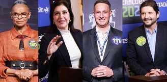 Combo Marina Silva, Simone Tebet, Guilherme Derrite e André do Prado
