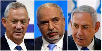 Da esquerda para a direita, Gantz, Lieberman e Netanyahu
15/09/2019
REUTERS/Ronen Zvulun