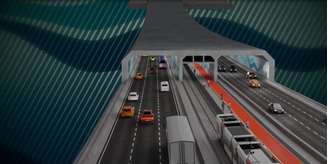 Projeto da obra do túnel que irá ligar Santos ao Guarujá.