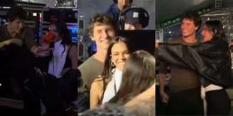 O cantor canadense Shawn Mendes e a atriz brasileira Bruna Marquezine no show da Dua Lipa em São Paulo em 15 de novembro de 2025.