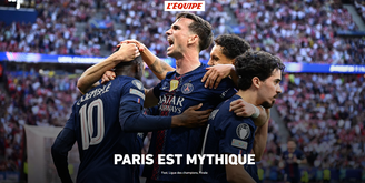 L'Équipe, da França, exalta bicampeonato consecutivo do PSG na Liga dos Campeões