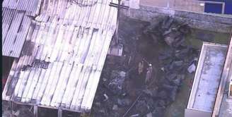 Tragédia vista do alto: o incêndio no Ninho do Urubu (Foto: Reprodução/TV Globo)