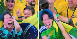 Torcedor japonês é 'engolido' por torcida da Seleção