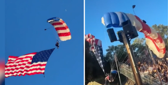 Paraquedista se enrosca em árvore e cai