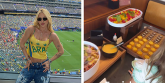 Virginia mostra comidas servidas em camarote de luxo