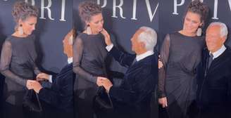 Maria Fernanda Cândido no encontro com o estilista Giorgio Armani em Paris