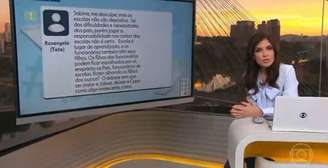 Sabina Simonato leu crítica de internauta sobre seu comentário sobre a liberação antecipada de alunos para assistir ao jogo do Brasil na Copa.