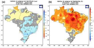 Inmet prevê mês de setembro com chuva acima da média em várias regiões