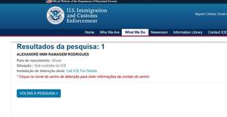 Site do ICE publica nome de Ramagem e aponta que brasileiro está sob custódia.