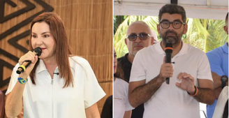 A governadora Hana Ghassan (MDB) e o ex-prefeito de Ananindeua Dr. Daniel Santos (Podemos) são pré-candidatos ao governo do Pará