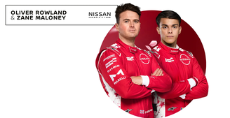 Oliver Rowland e Zane Maloney em anúncio da Nissan