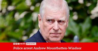 A prisão de Andrew sendo anunciada na BBC, o canal estatal do Reino Unido: vexame planetário