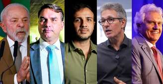 Lula, Flávio, Renan, Zema e Caiado, candidatos à Presidência da República