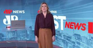 A apresentadora Luciana Magalhães em sua primeira aparição na Jovem Pan News