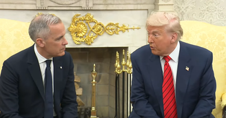 O primeiro-ministro do Canadá, Mark Carney, participou de um encontro bilateral com o presidente dos EUA, Donald Trump