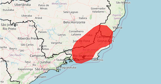 Boa parte do Rio de Janeiro e municípios do Espírito Santo e Minas Gerais estão sob alerta máximo para risco de chuva