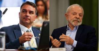 O senador Flávio Bolsonaro (PL-RJ) e o presidente Lula (PT) vão disputar as eleições presidenciais em outubro