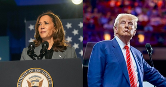 Kamala Harris e Donald Trump apareceram empatados tecnicamente na última pesquisa Reuters/Ipsos