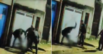 Policiais foram flagrados espancando homem durante abordagem em SP