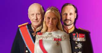 A princesa Mette-Marit, demonizada por sua amizade com Jeffrey Epstein, entre o sogro, rei Harald V, e o marido, príncipe herdeiro Haakon: a família real norueguesa não tem paz