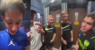 Os suspeitos aparecem dando risada para deboche de adolescente após estupro