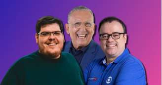 Casimiro Miguel (CazéTV), Galvão Bueno (SBT/N Sports) e Everaldo Marques (Globo/SporTV): uma Copa capaz de agradar a gregos e troianos