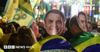 Apoiadores com máscaras de Jair Bolsonaro
