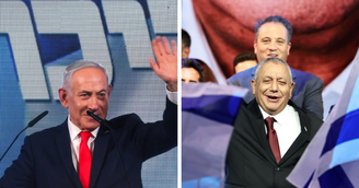 Os candidatos Benjamin Netanyahu e Gadi Eisenkot