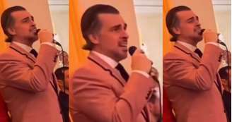 Sandro Barros emocionou os noivos e os convidados ao interpretar um clássico da música