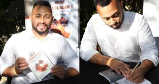 O jornalista Matheus Meirelles na sessão de autógrafos: "Não há espaço para escorregar, não se pode abrir motivos para questionamentos"