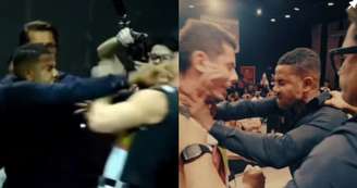 O momento em que Davi Brito agrediu Sacha Bali diante da imprensa e convidados